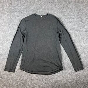 Lululemon Long Sleeve T Shirt Mens M Gray Pocket Stretch Performance Gym